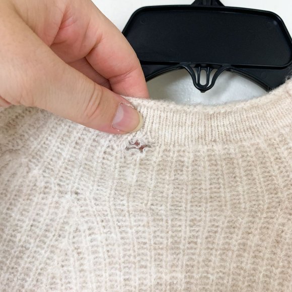 TOPSHOP crop balloon sleeve oatmeal sweater XS - Picture 4 of 6